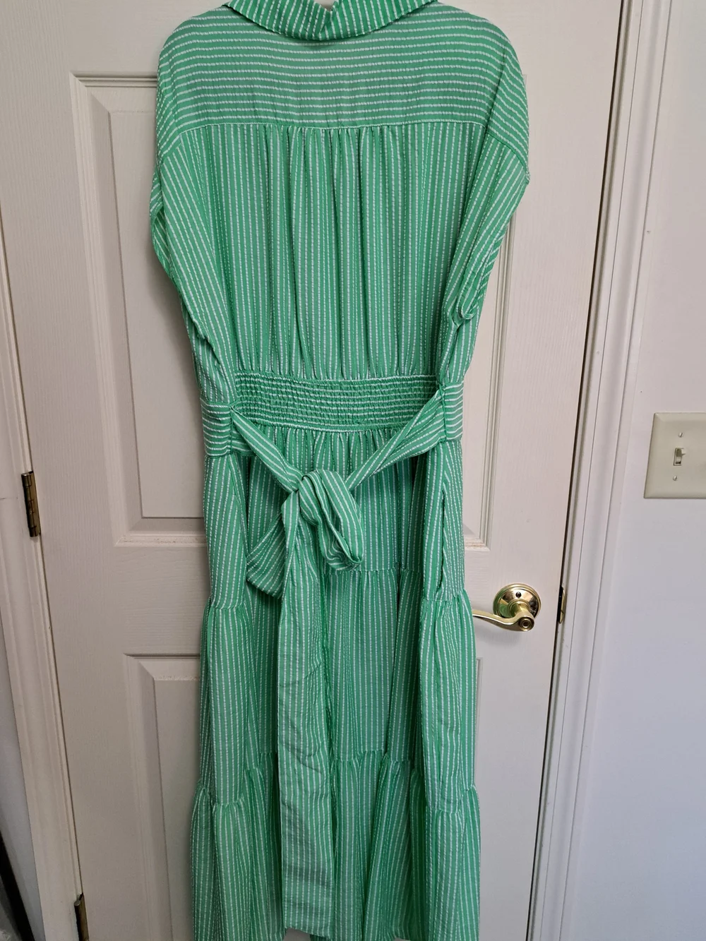 Danny & Nicole Green Striped Tiered Maxi Dress - Picture 3 of 4